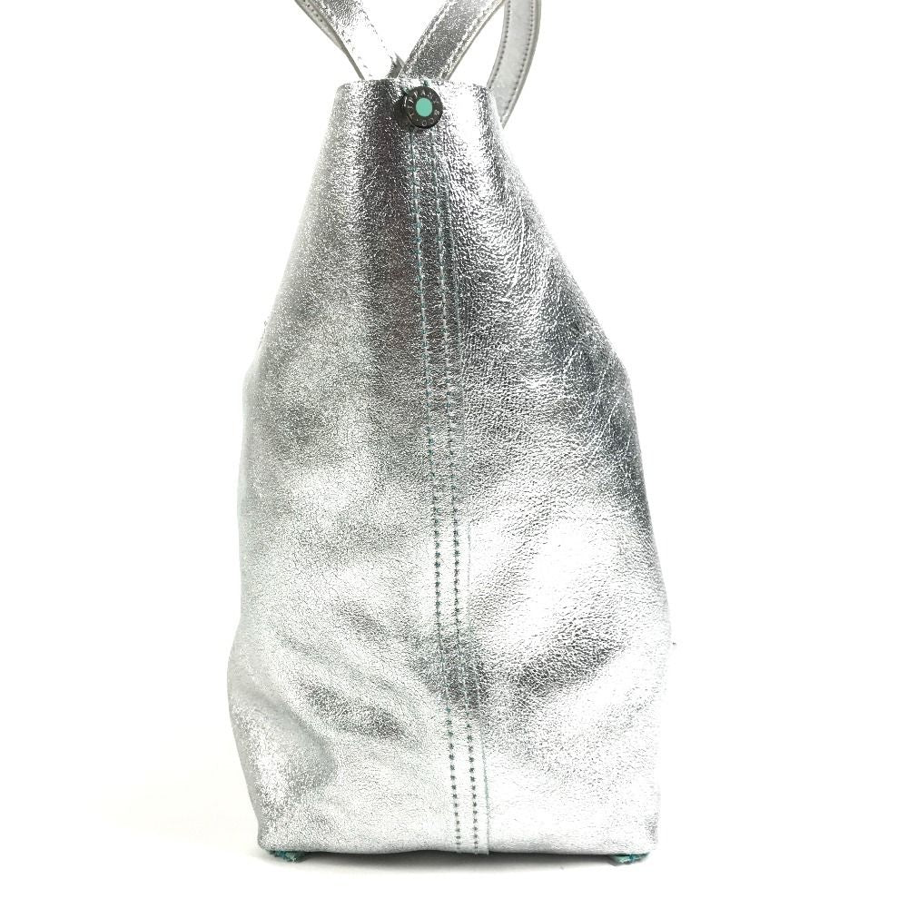 Tiffany & Co Handbag Logo Reversible Leather Silver — view 4