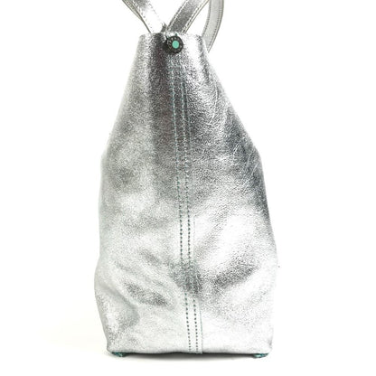Tiffany & Co Handbag Logo Reversible Leather Silver — view 4
