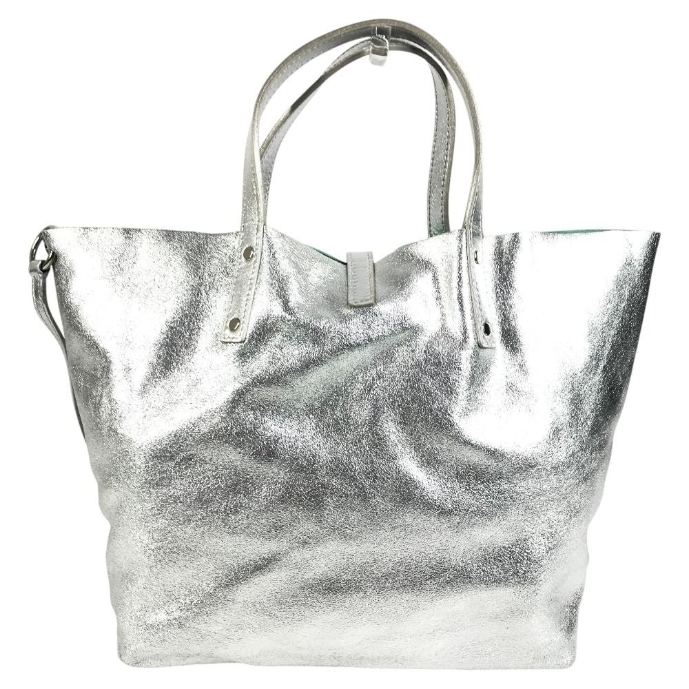 Tiffany & Co Handbag Logo Reversible Leather Silver — view 2