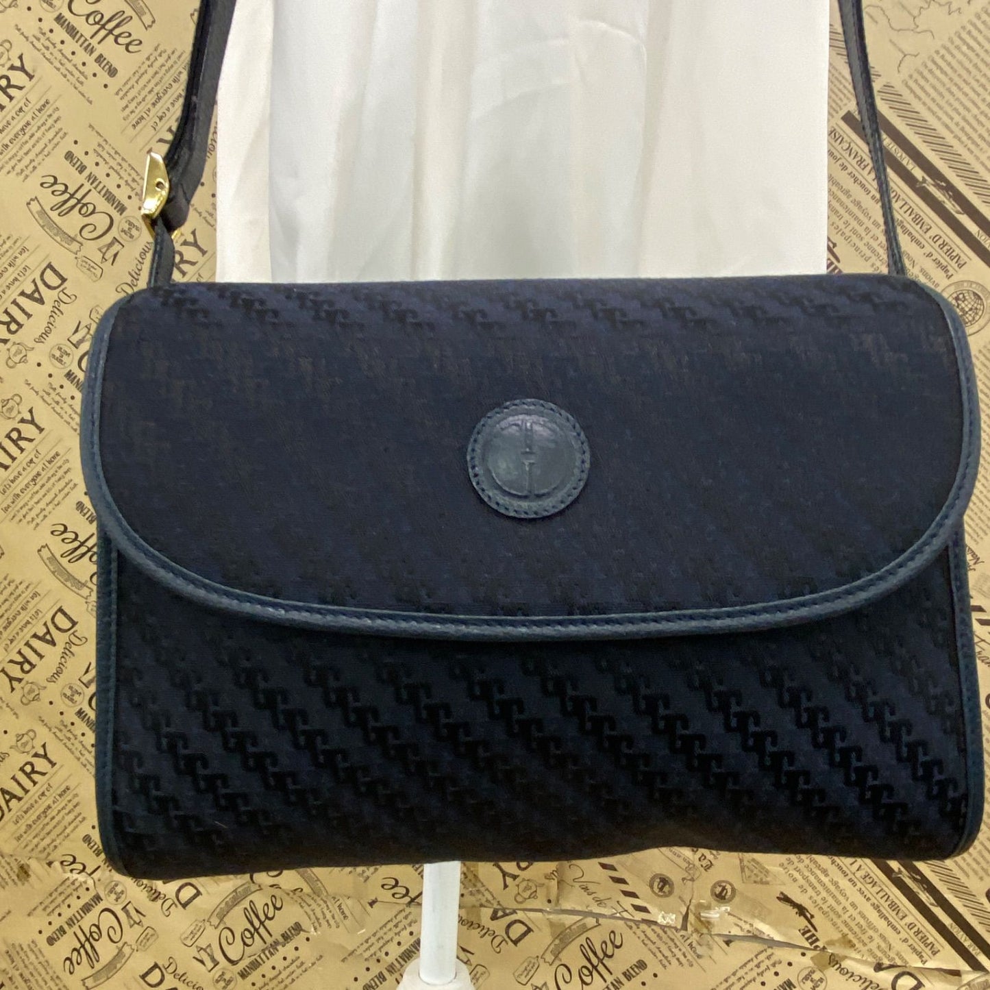 Gucci Shoulder Bag Navy Canvas Travel Pochette