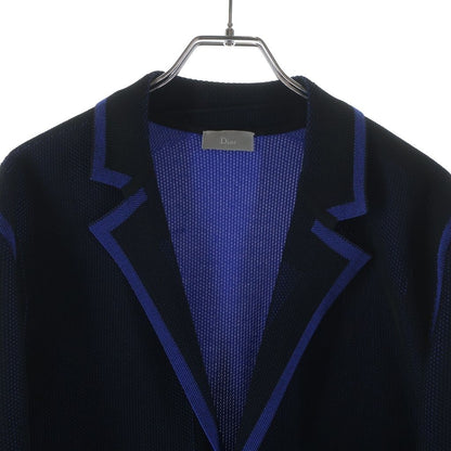 Dior Homme Wool Blend Knit Tailored Jacket Black Blue — view 3