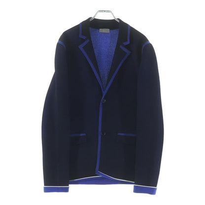 Dior Homme Wool Blend Knit Tailored Jacket Black Blue