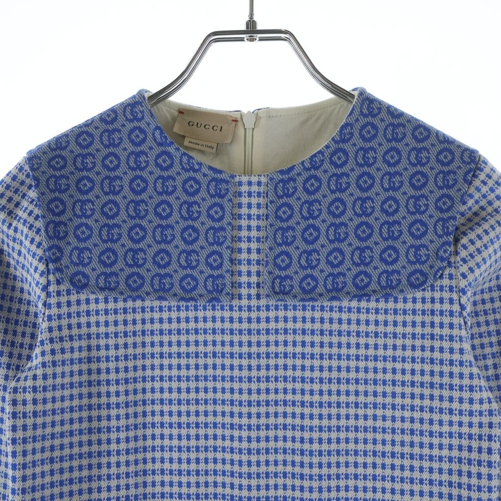 Gucci GG Jacquard Kids Dress Blue — view 3