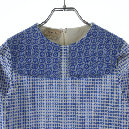 Gucci GG Jacquard Kids Dress Blue — view 3