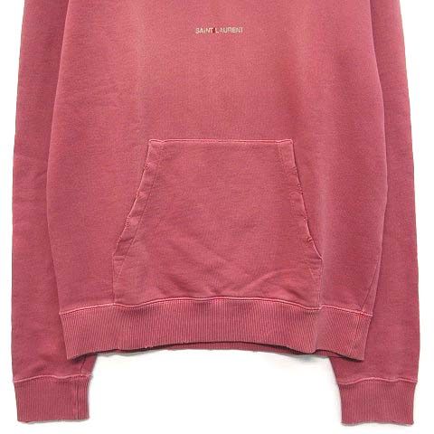 Saint Laurent Paris Distressed Logo Sweatshirt Hoodie Pink XS — view 5