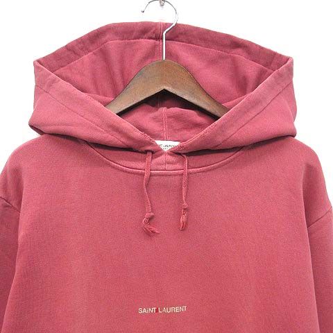 Saint Laurent Paris Distressed Logo Sweatshirt Hoodie Pink XS — view 4