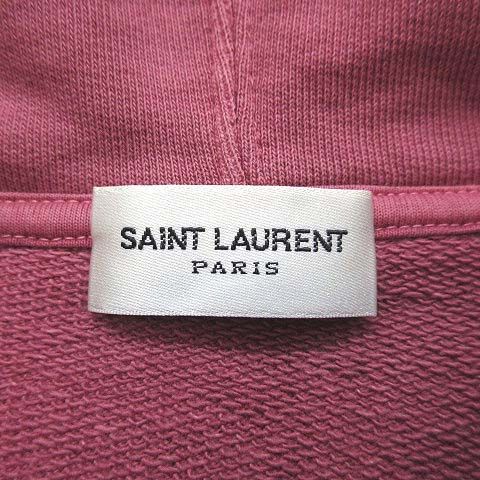 Saint Laurent Paris Distressed Logo Sweatshirt Hoodie Pink XS — view 3