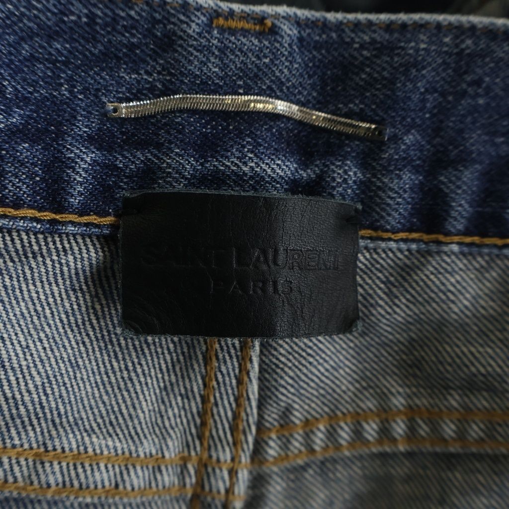 Saint Laurent Paris Button Fly Cotton Slim Denim Pants Indigo — view 6