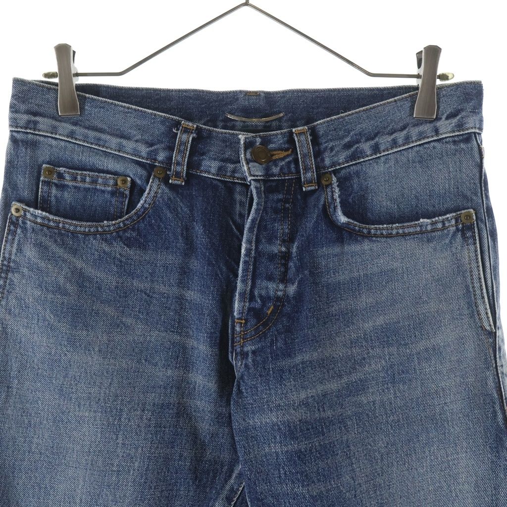Saint Laurent Paris Button Fly Cotton Slim Denim Pants Indigo — view 3