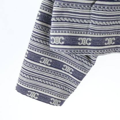 Celine Baja Cardigan Jacket Triomphe Collarless Navy White — view 5