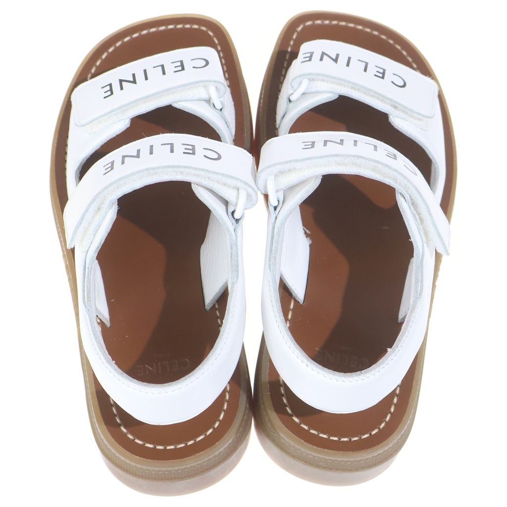 Celine Leo Leather Strap Sandals Shoes White — view 4