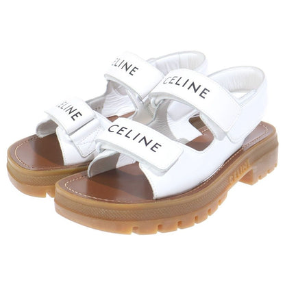 Celine Leo Leather Strap Sandals Shoes White — view 2