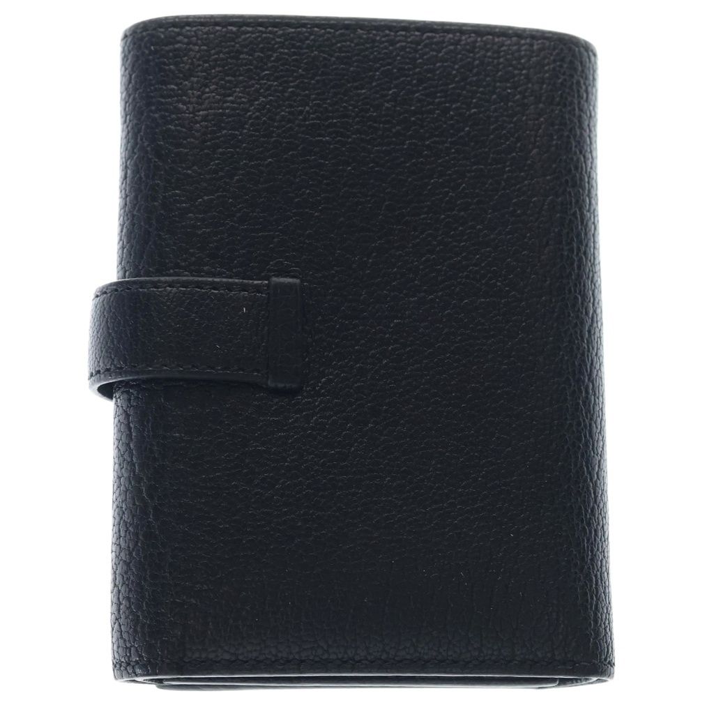 Hermes Bearn Compact Leather Silver Trifold Wallet Black — view 2