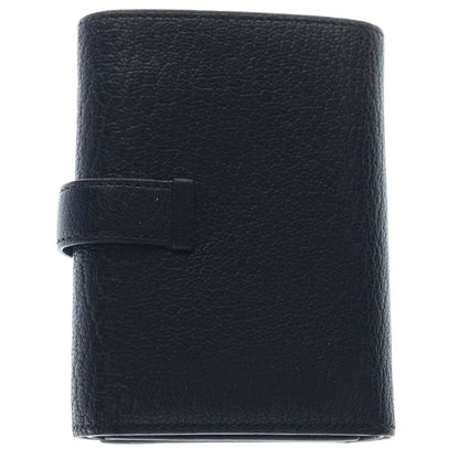 Hermes Bearn Compact Leather Silver Trifold Wallet Black — view 2