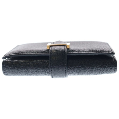 Hermes Bearn Compact Leather Silver Trifold Wallet Black — view 3