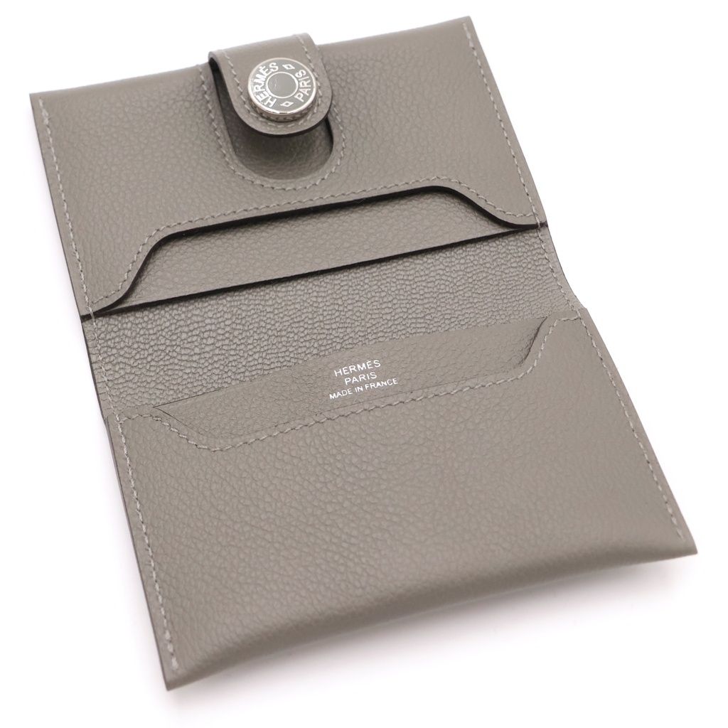 Hermes Card Case Gray Evercolor Grimeia Silver — view 4