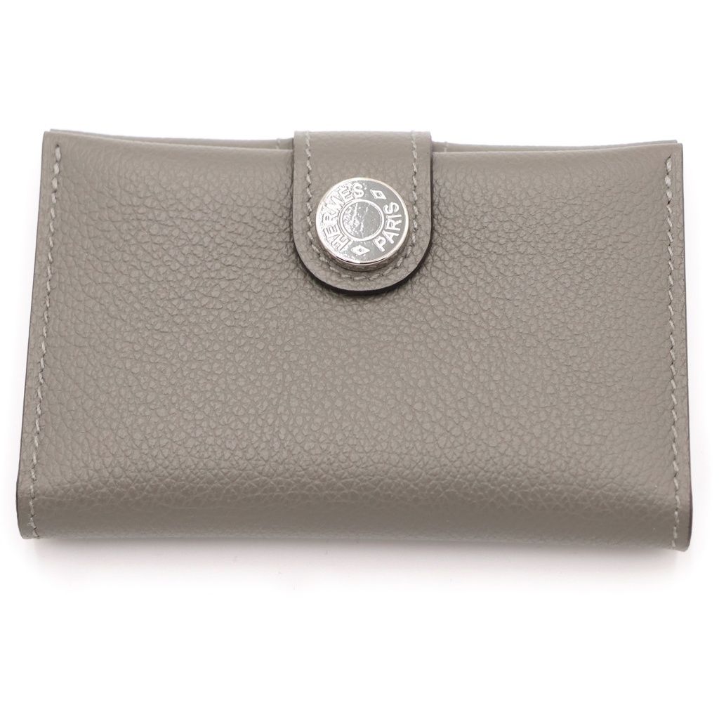 Hermes Card Case Gray Evercolor Grimeia Silver