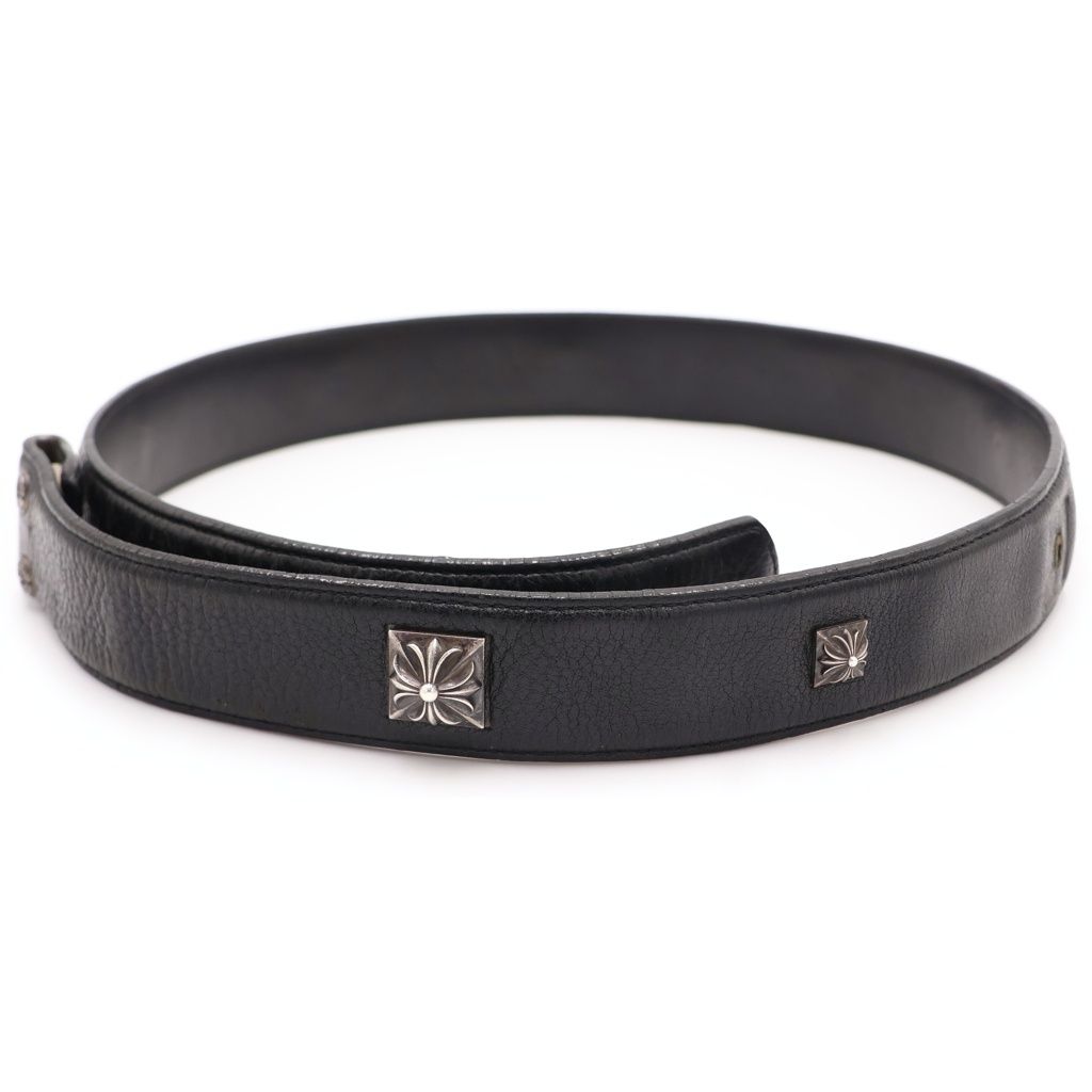 Chrome Hearts Zero Pyramid Studs Belt Strap Snap Button Black