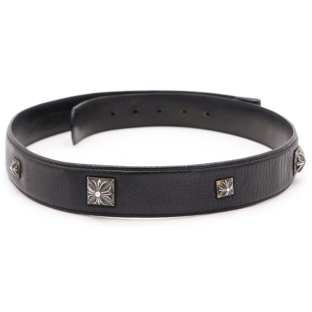 Chrome Hearts Zero Pyramid Studs Belt Strap Snap Button Black — view 2
