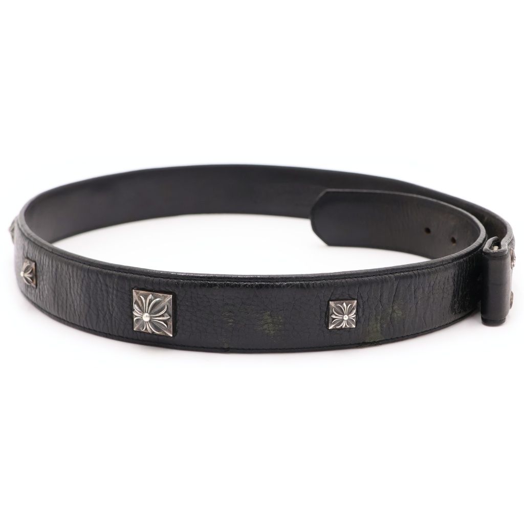 Chrome Hearts Zero Pyramid Studs Belt Strap Snap Button Black — view 3