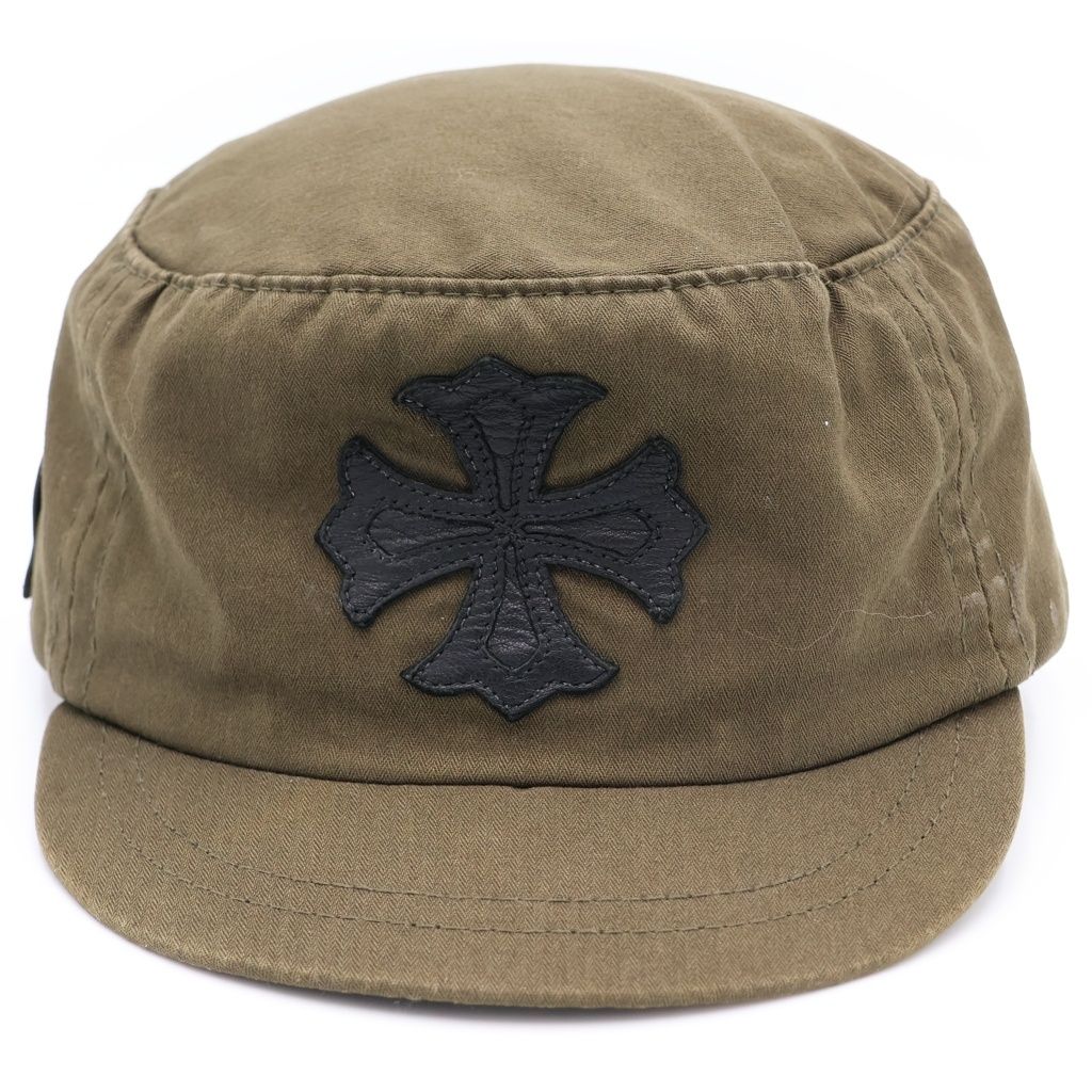 Chrome Hearts CH Plus Patch Scroll Label Work Cap Khaki Hat — view 4