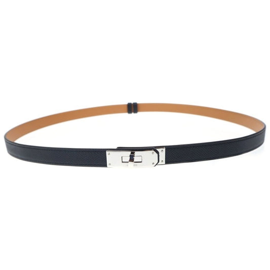 Hermes Kelly Belt Leather Epsom Black Brown Silver