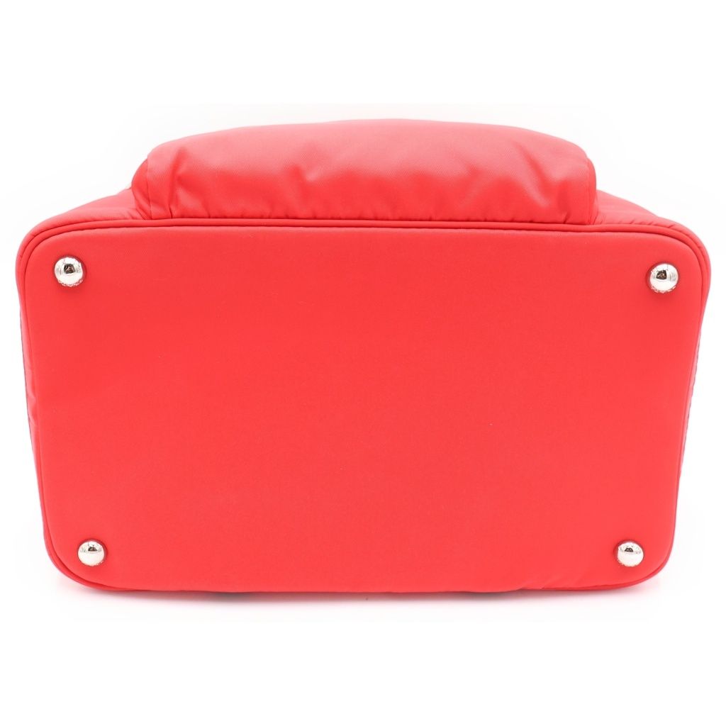 Prada Pet Bag Handbag Red Nylon Tessuto Silver — view 5