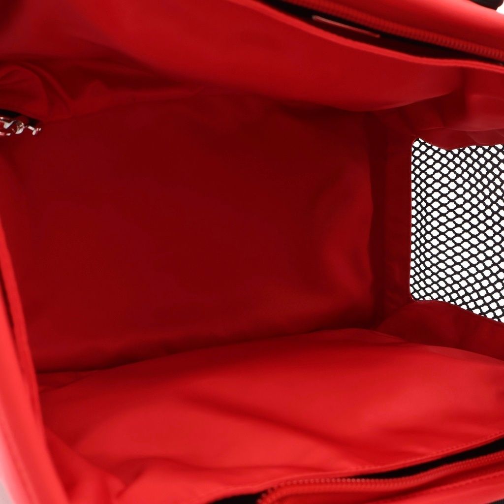Prada Pet Bag Handbag Red Nylon Tessuto Silver — view 4