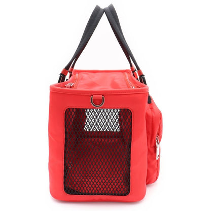 Prada Pet Bag Handbag Red Nylon Tessuto Silver — view 3