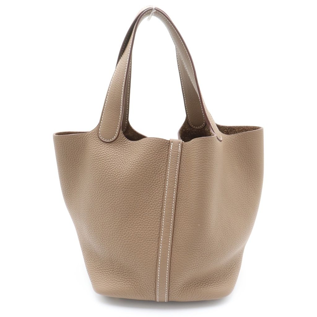 Hermes Picotin Lock PM Etoupe Taurillon Clemence Handbag Gold — view 2