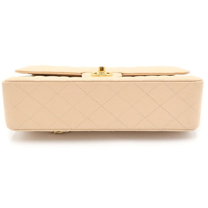 Chanel Quilted 25 Double Flap Chain Shoulder Bag Beige Caviar Leather Gold — view 4