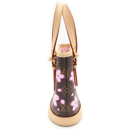 Louis Vuitton TM Monogram Cherry Blossom Nano Bucket 2-Way Shoulder Bag Brown — view 3