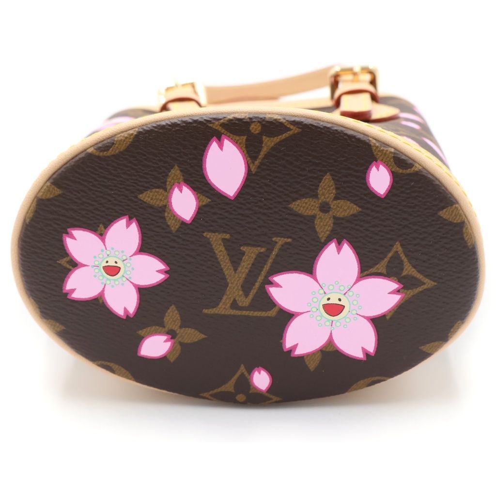 Louis Vuitton TM Monogram Cherry Blossom Nano Bucket 2-Way Shoulder Bag Brown — view 4