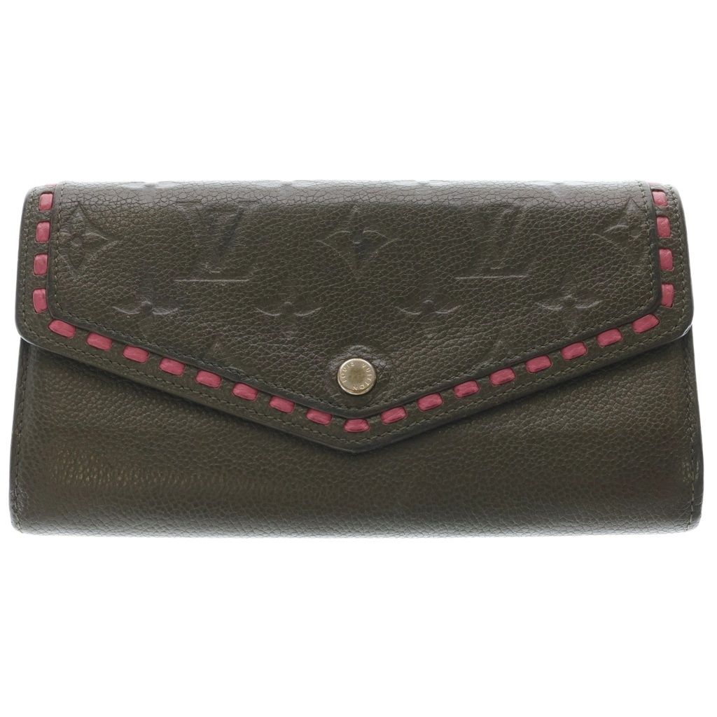 Louis Vuitton Empreinte Portefeuille Sarah Wallet Card Case Khaki Pink Leather