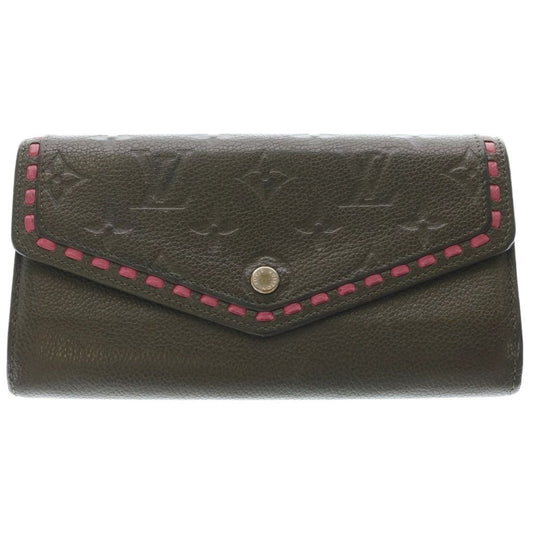 Louis Vuitton Empreinte Portefeuille Sarah Wallet Card Case Khaki Pink Leather