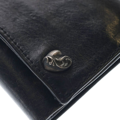 Chrome Heart Button Leather Wallet Black — view 6