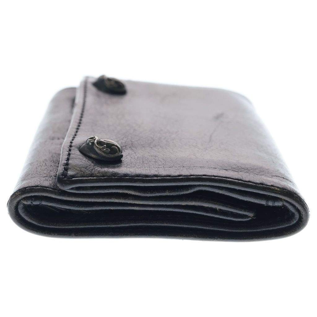 Chrome Heart Button Leather Wallet Black — view 3