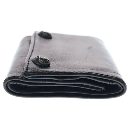 Chrome Heart Button Leather Wallet Black — view 3