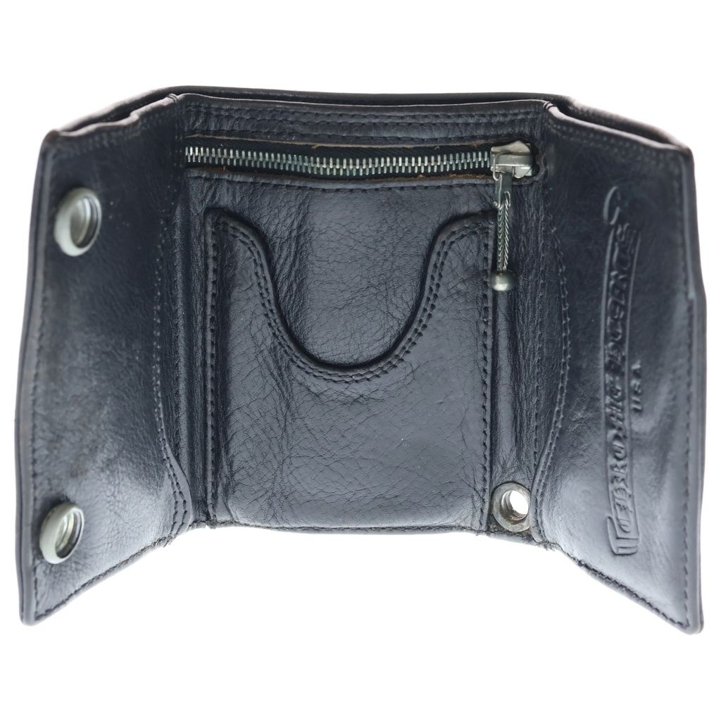 Chrome Heart Button Leather Wallet Black — view 4