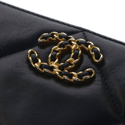Chanel CC Logo Lambskin Zip Around Wallet Black — view 6