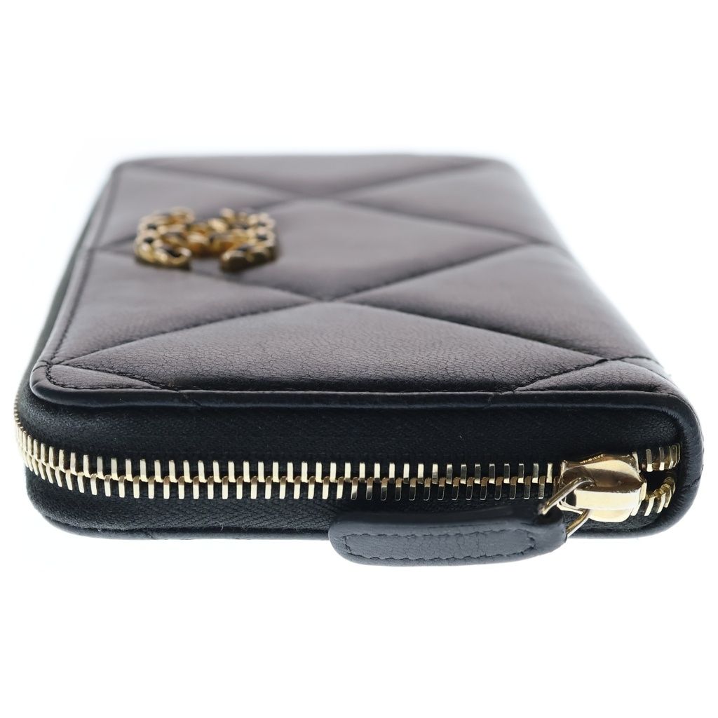 Chanel CC Logo Lambskin Zip Around Wallet Black — view 3
