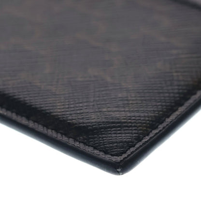 Celine Triomphe Pattern Leather Card Case Business Holder Black Brown — view 5
