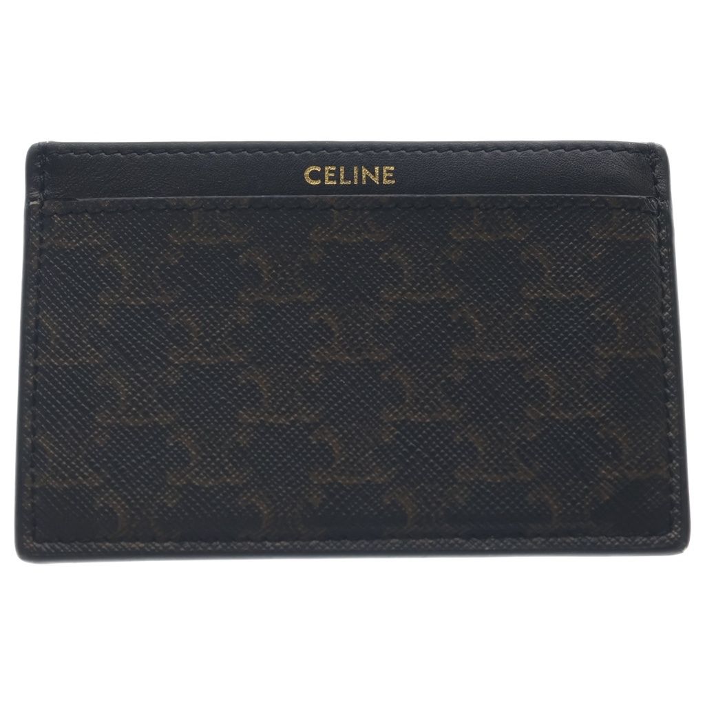 Celine Triomphe Pattern Leather Card Case Business Holder Black Brown