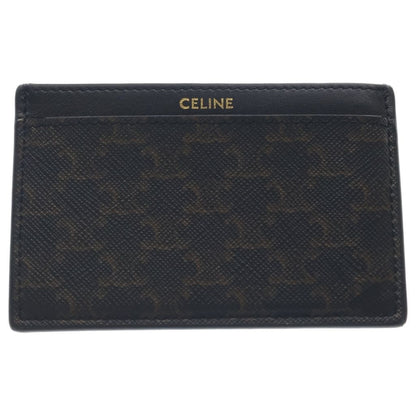 Celine Triomphe Pattern Leather Card Case Business Holder Black Brown
