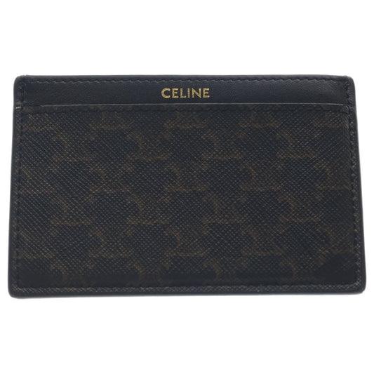 Celine Triomphe Pattern Leather Card Case Business Holder Black Brown