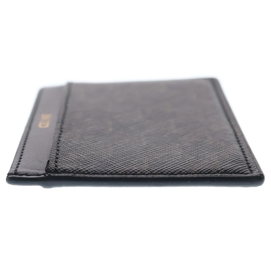 Celine Triomphe Pattern Leather Card Case Business Holder Black Brown — view 3