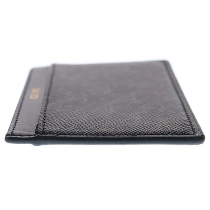 Celine Triomphe Pattern Leather Card Case Business Holder Black Brown — view 3
