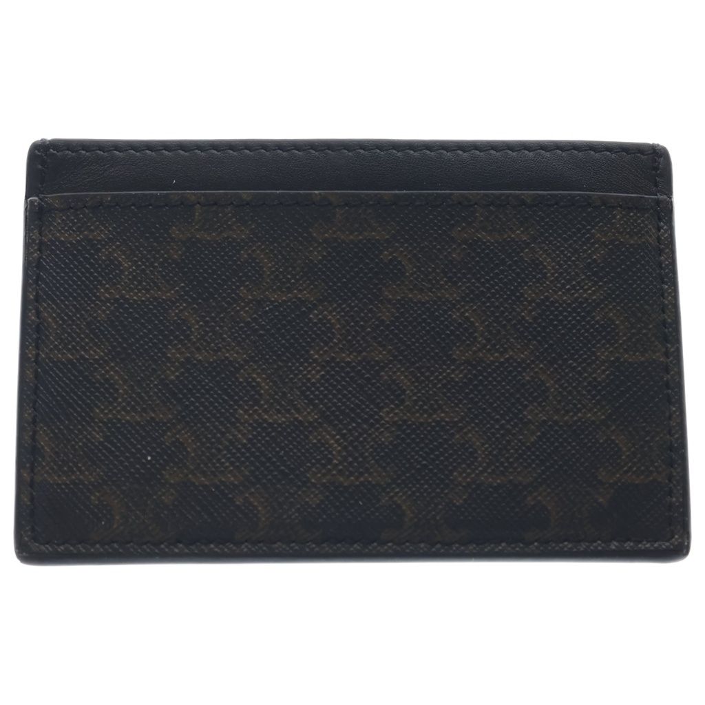Celine Triomphe Pattern Leather Card Case Business Holder Black Brown — view 2