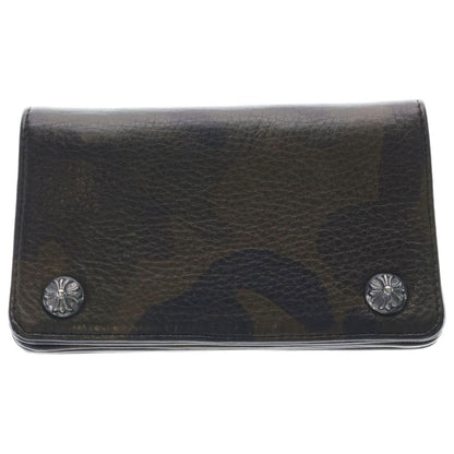 Chrome Hearts Cross Ball Button Leather Wallet Camouflage Khaki