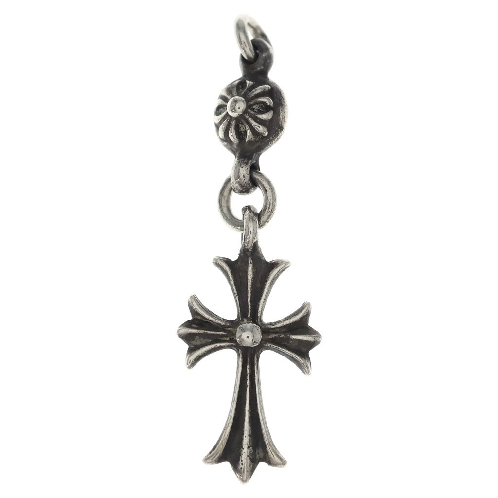 Chrome Hearts Vintage Tny CH Crs 1 Ball Tiny CH Cross Charm Pendant Top Silver